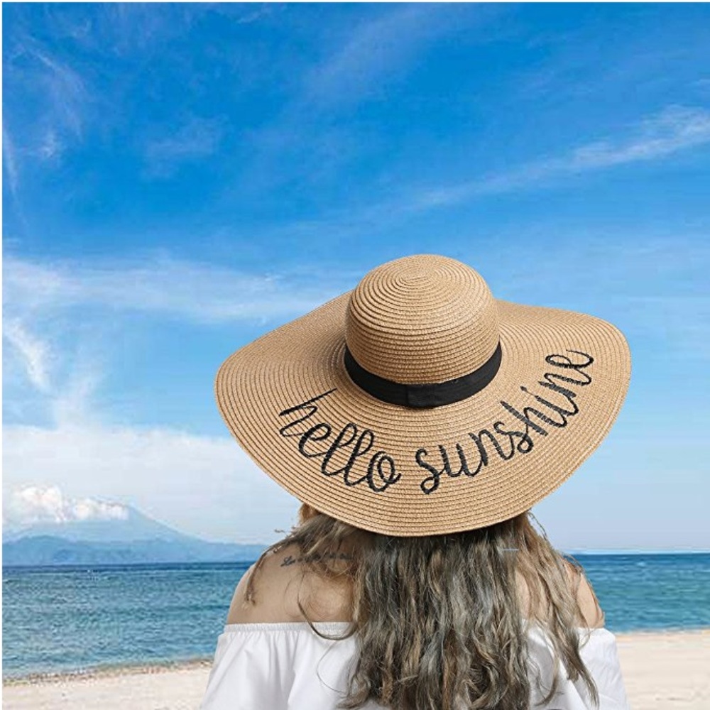 Hello Sunshine Wide Brim Sun Hat - Picture 1 of 6